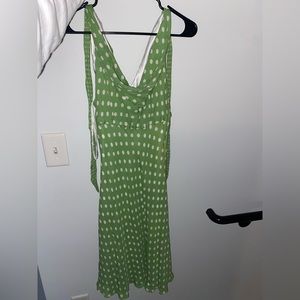 Super cute cowl neck green polka dotted dress